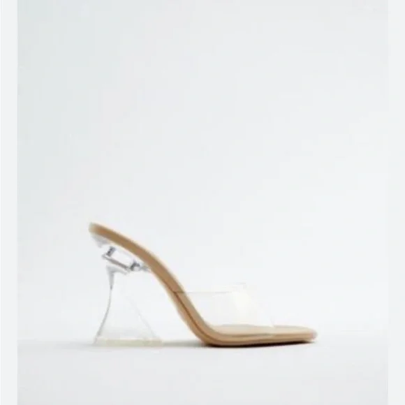 Zara Perspex clear unsquished mules